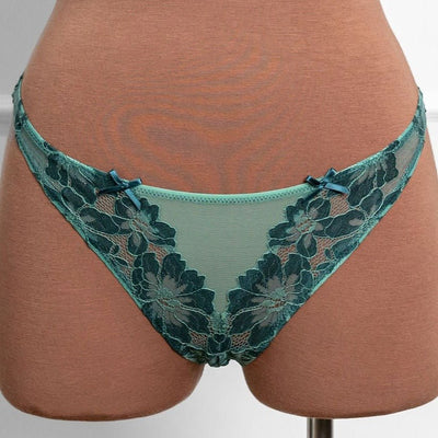 Lacy Crotchless Panty - Garden Green