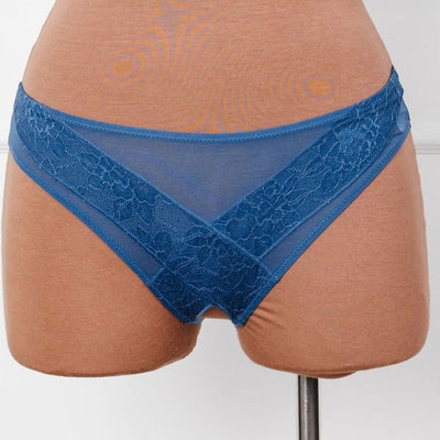 Lacy Crotchless Panty - Navy - Mentionables