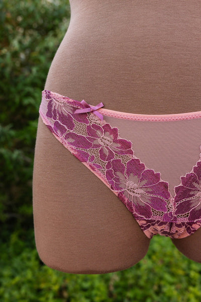 Lacy Crotchless Panty - Raspberry - Mentionables