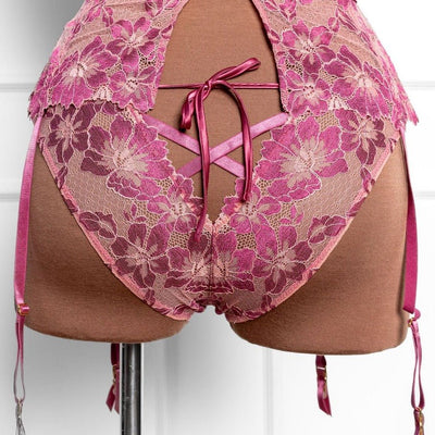 Matching Sets & Garters, Crisscross Lace Thong Panty Angel Pink