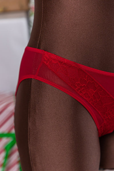 Lacy Crotchless Panty - Red - Mentionables
