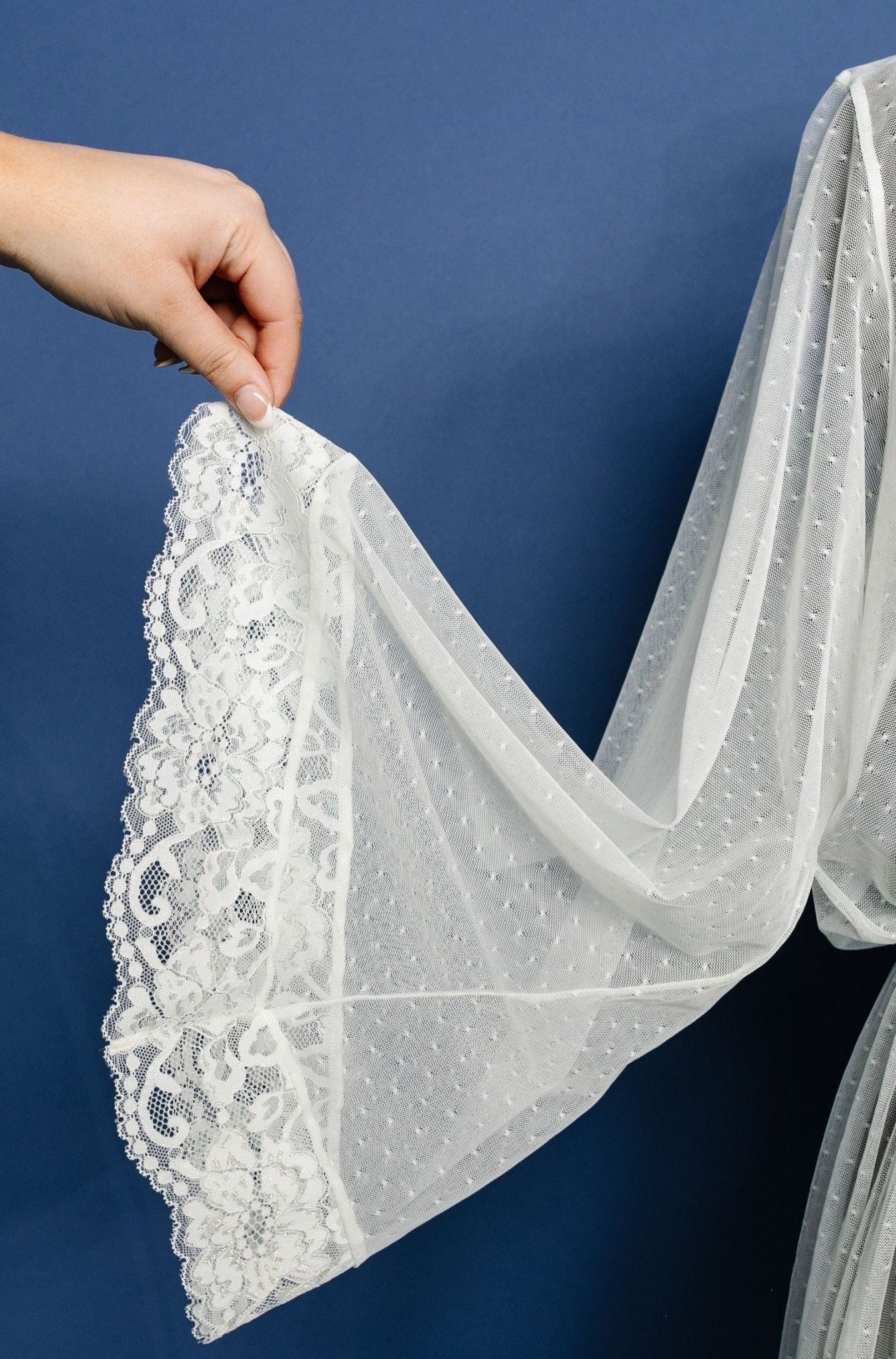 Lacy Dot Mesh Midi Robe - Iridescent Cream | Mentionables