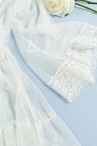 Lacy Dot Mesh Midi Robe - Iridescent Cream - Mentionables