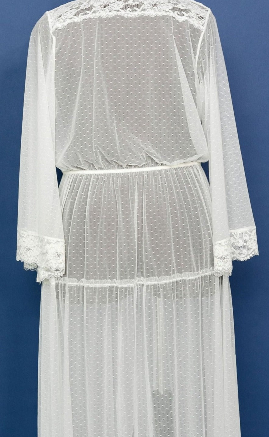 Lacy Dot Mesh Midi Robe - Iridescent Cream | Mentionables