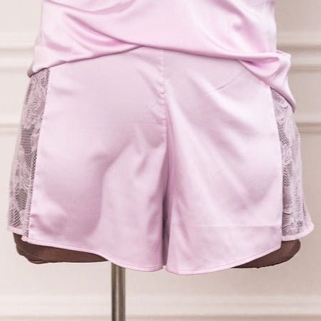 Lacy Side Satin Shorts - Pink Tulle - Mentionables