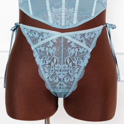 Lacy Side Tie Panty - Frost Blue - Mentionables