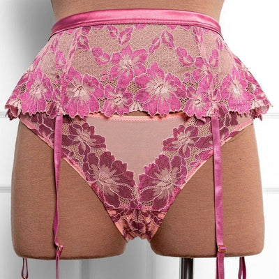 Lacy Skirted Garter Belt - Raspberry - Mentionables