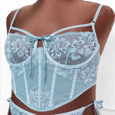 Lacy Underwire Corset - Frost Blue - Mentionables