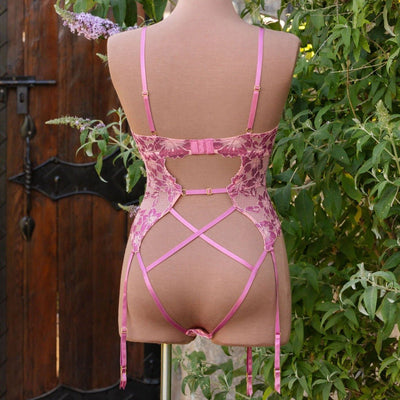 Lacy V-Plunge Teddy - Raspberry - Mentionables
