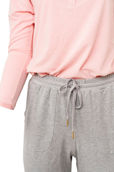 Pointelle Long Sleeve Henley - Ballet Pink - Mentionables