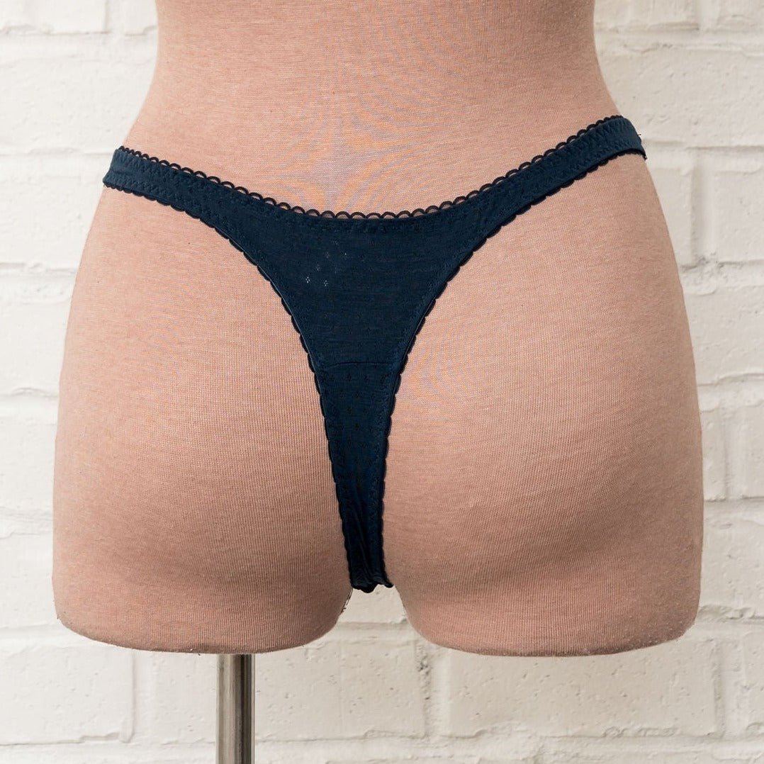 Pointelle Thong - Navy - Mentionables