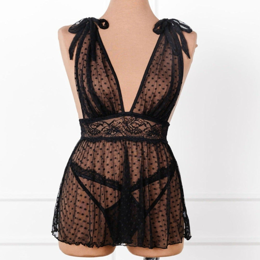 Polka Dot Mesh Babydoll - Black | Mentionables Polka Dot Mesh Babydoll - Black | Mentionables