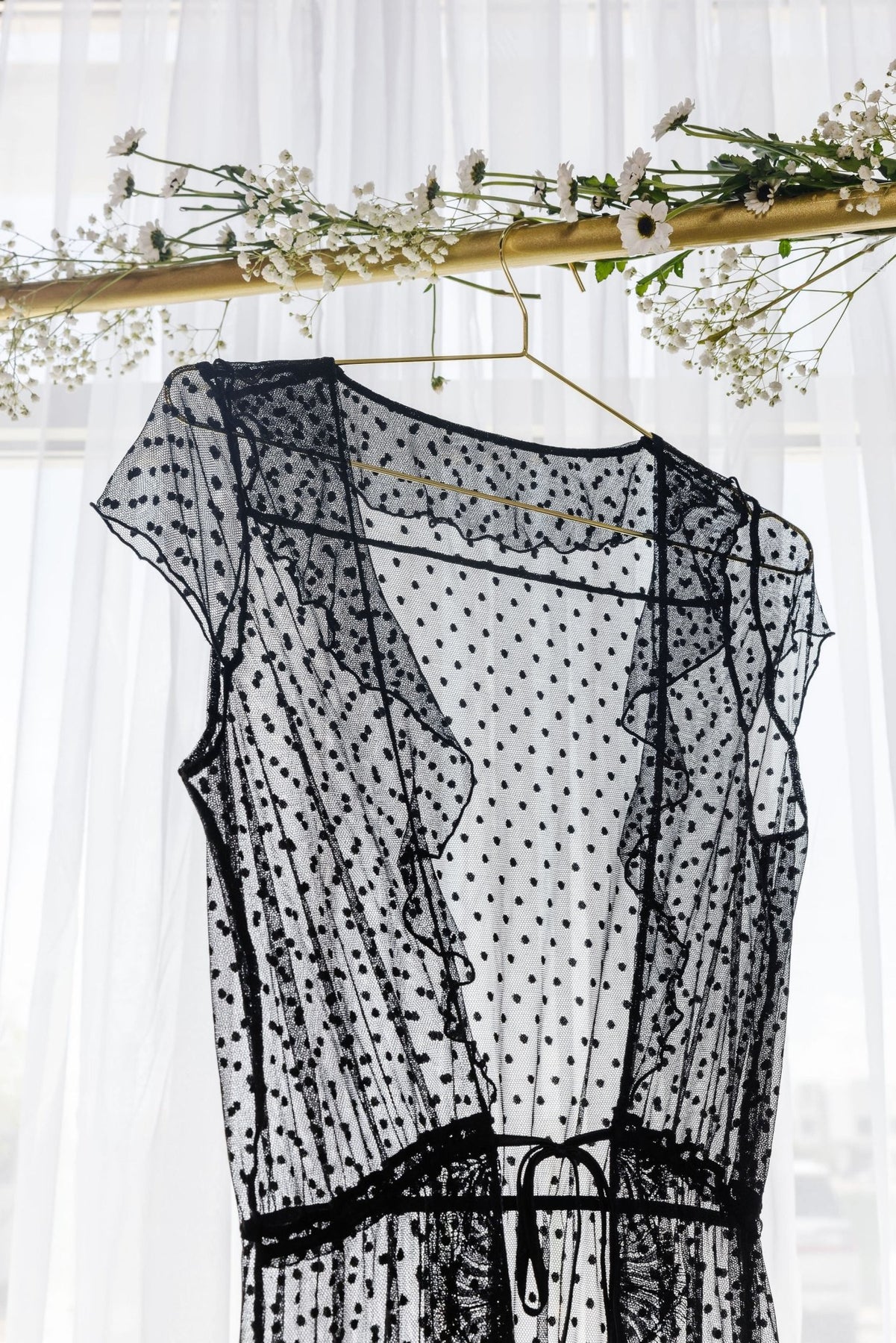 Polka Dot Mesh Robe - Black | Mentionables