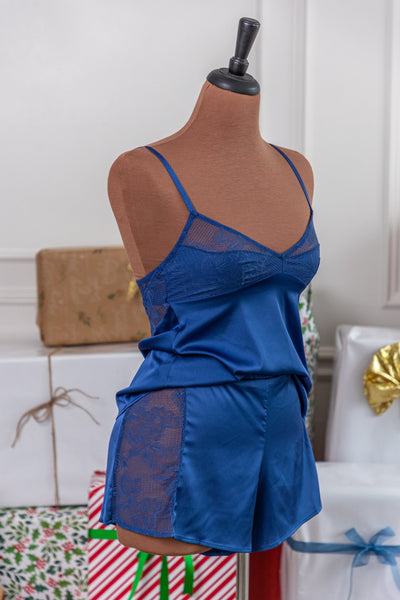 Satin & Lace Cami - Navy - Mentionables