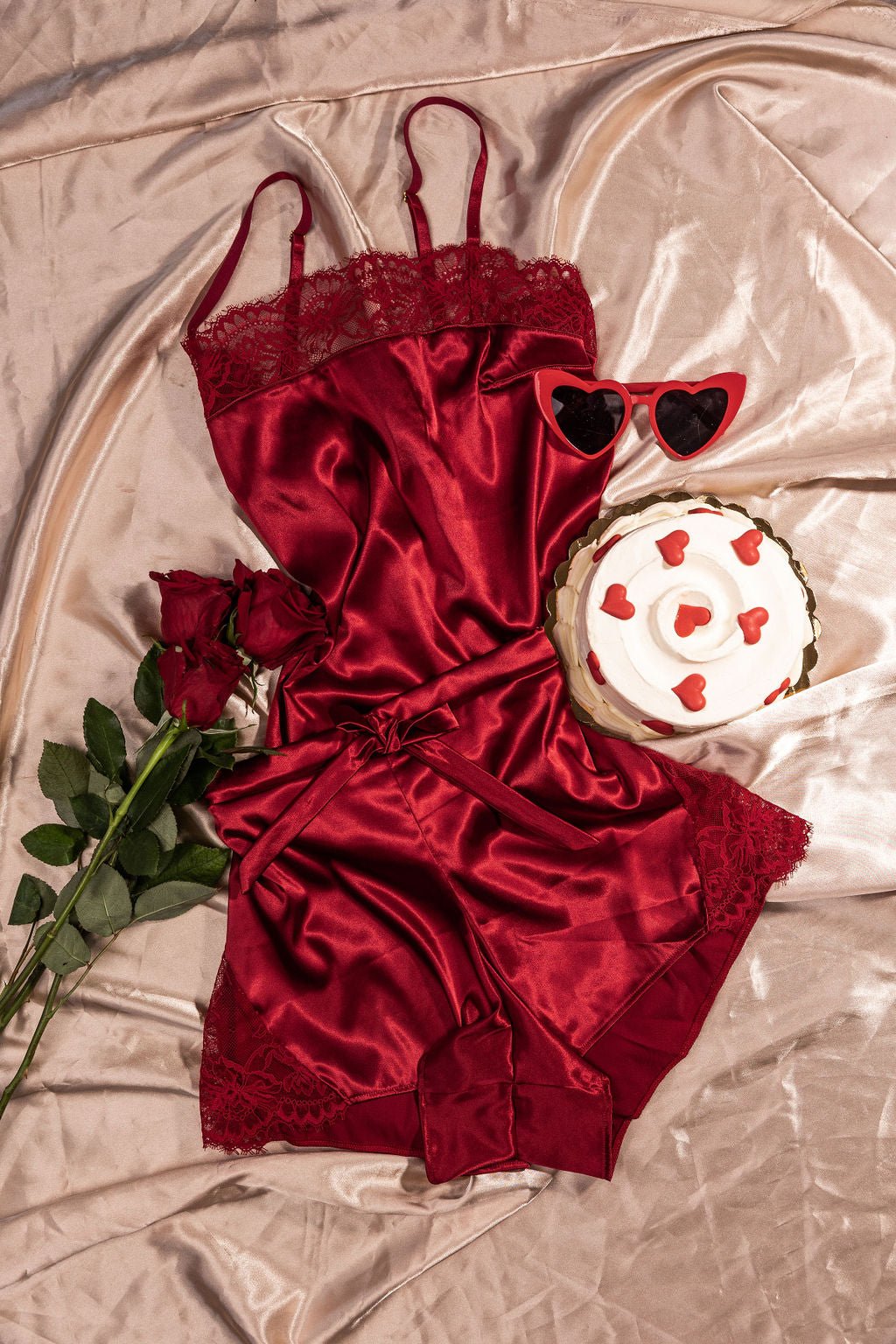 Satin & Lace Cami - Red - Mentionables