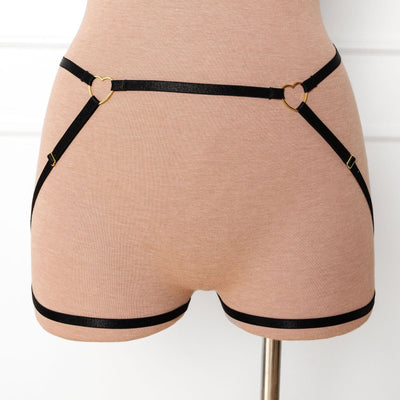 Strappy Heart Harness Bottom - Black - Mentionables