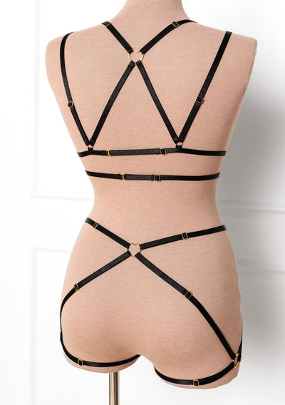 Strappy Heart Harness Bottom - Black - Mentionables