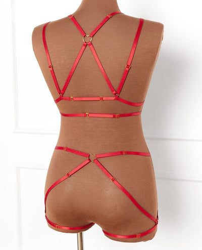 Strappy Heart Harness Bottom - Scarlet Red - Mentionables