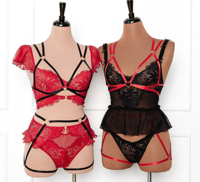 Strappy Heart Harness Top - Scarlet Red - Mentionables