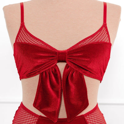 Velvet Bow Bralette - Red - Mentionables